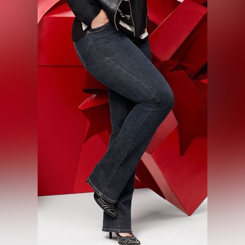 Lane Bryant Dark Wash Genius Fit High-Rise Slim Boot Jean in Size 28